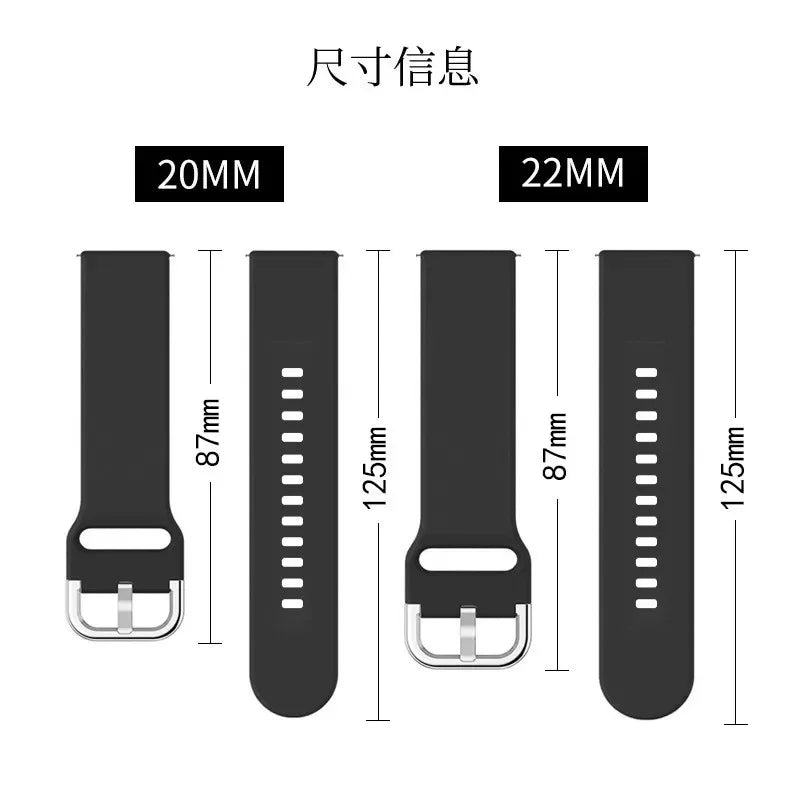 Silikon Uhrenarmband 20/22mm kompatibel mit Smartwatches und Sportuhren