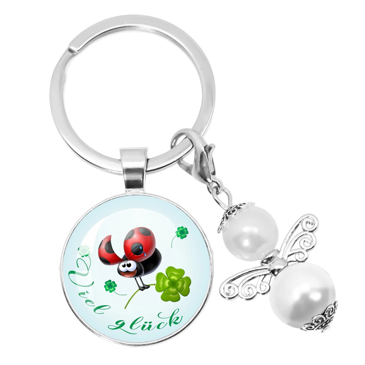 Glücksbringer Schlüsselanhänger mit vierblättrigem Kleeblatt Design