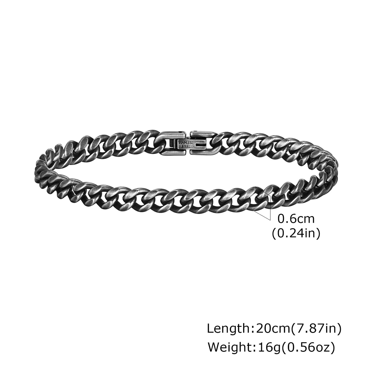 Byzantinisches Herren Armband 8mm Edelstahl retro grau