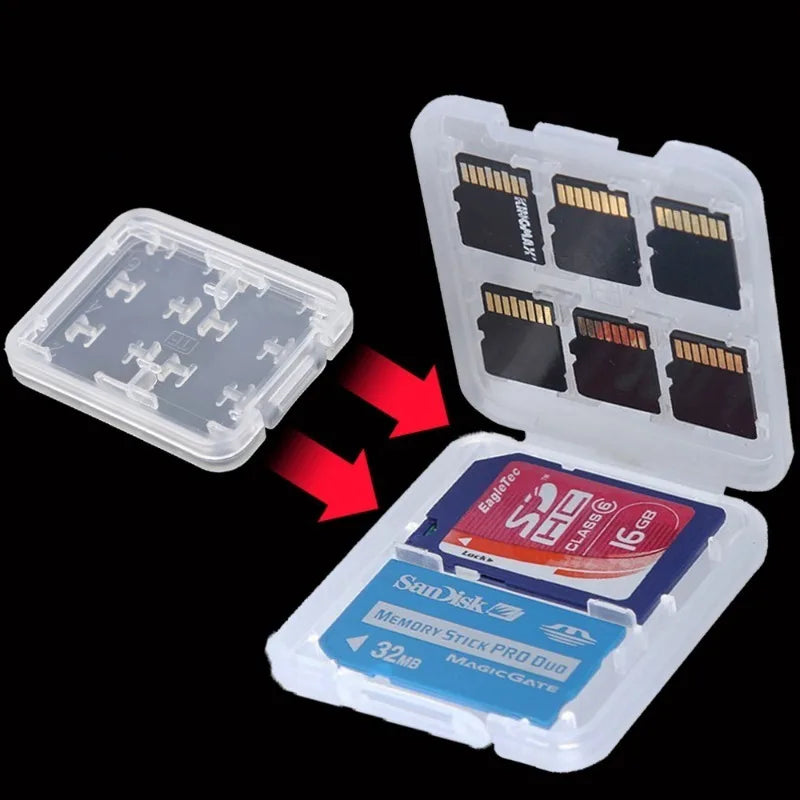 8-in-1 Transparente SD TF MS Kartenbox für sicheren Schutz und Ordnung