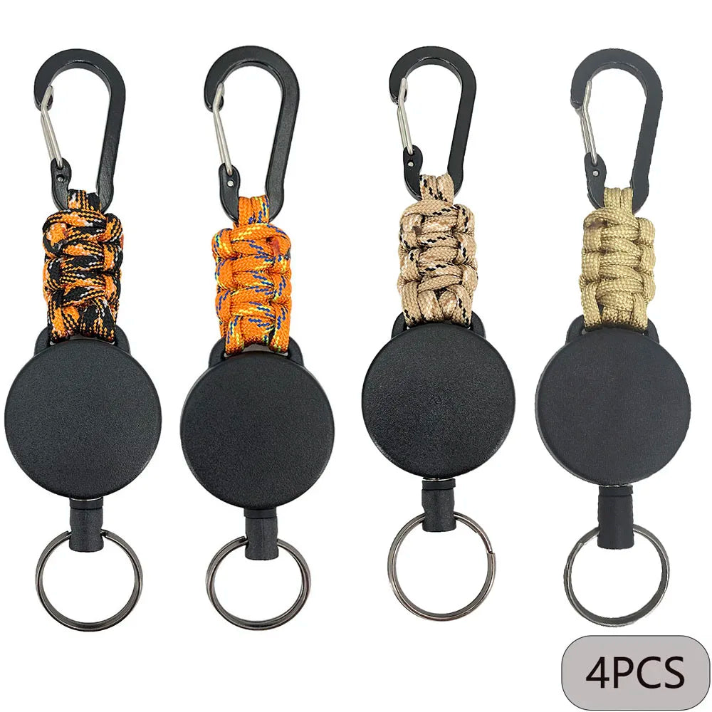 Einziehbarer Schlüsselanhänger mit Karabiner Outdoor Diebstahlschutz