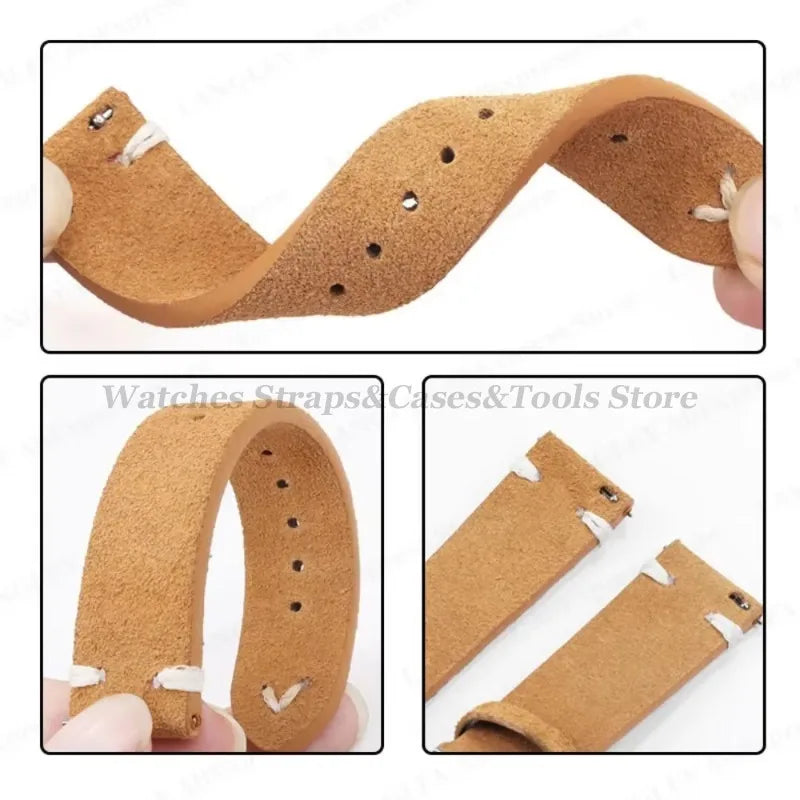 Wildleder Leder Uhrenarmband 18-22mm Schmetterlingsschnalle Unisex Universal