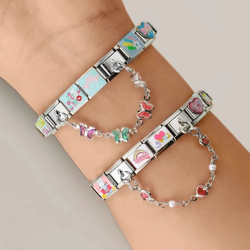 Elegantes Edelstahl Charm Armband mit Zirkon für Frauen