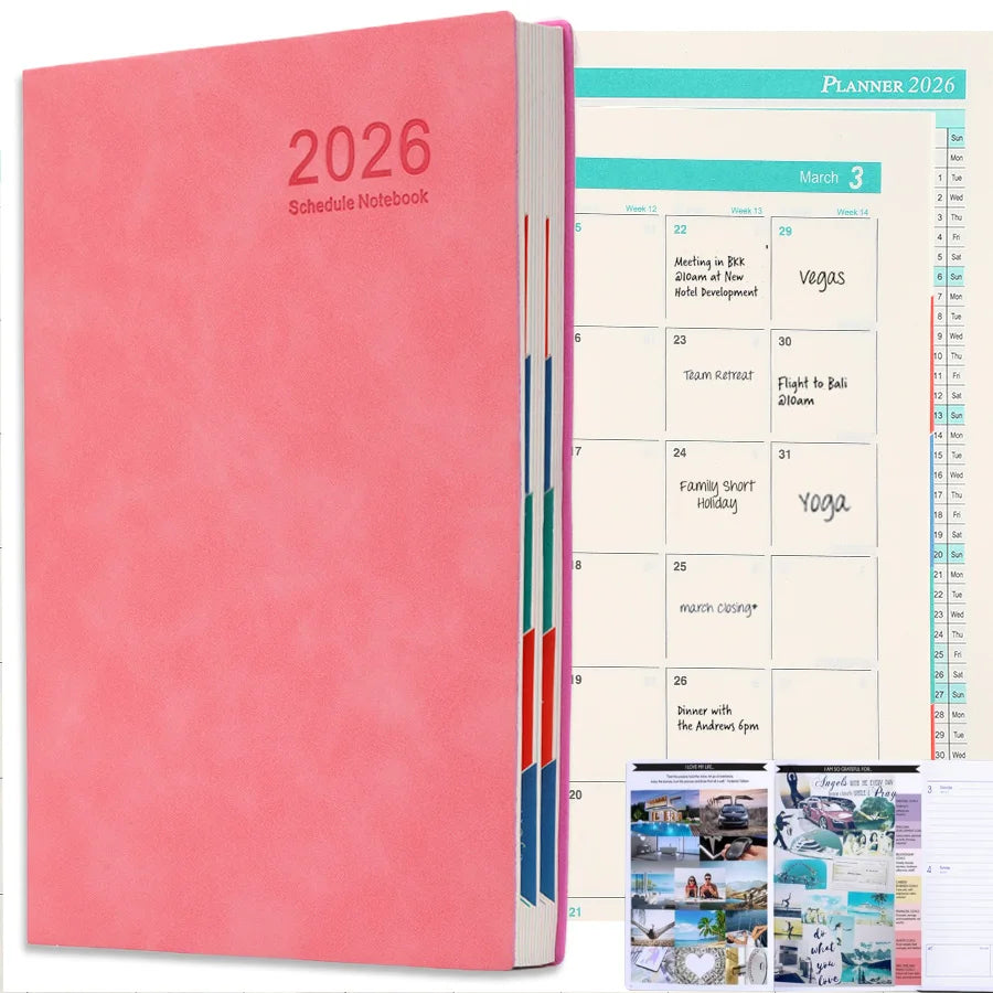 Tragbarer A5 Taschenplaner 2026 mit PU Einband für Organisation