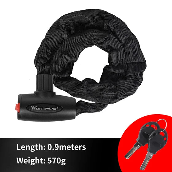 Fahrrad Kettenschloss für MTB und Rennrad Anti-Diebstahl Schutz mit 2 Schlüsseln
