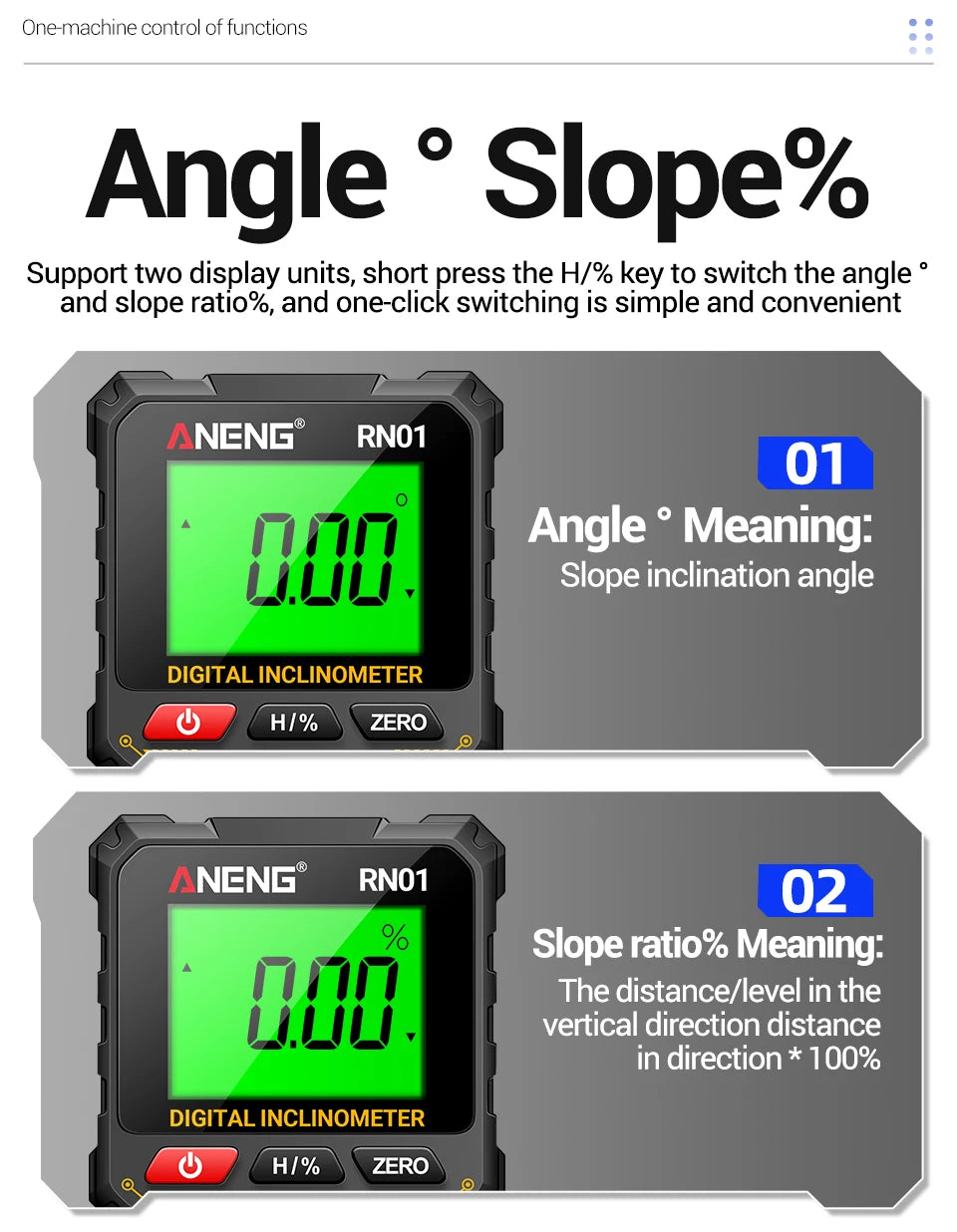 ANENG RN01 Mini Winkelmesser mit 360 Grad Neigungsmesser und Magnetfunktion-Yabubest - Home & More