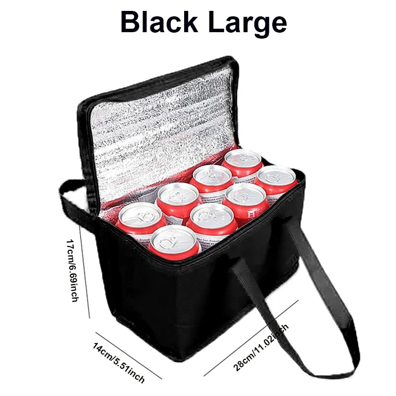 Isolierte, zusammenklappbare Lunch-Kühltasche in Schwarz oder Rot – kompakt - praktisch