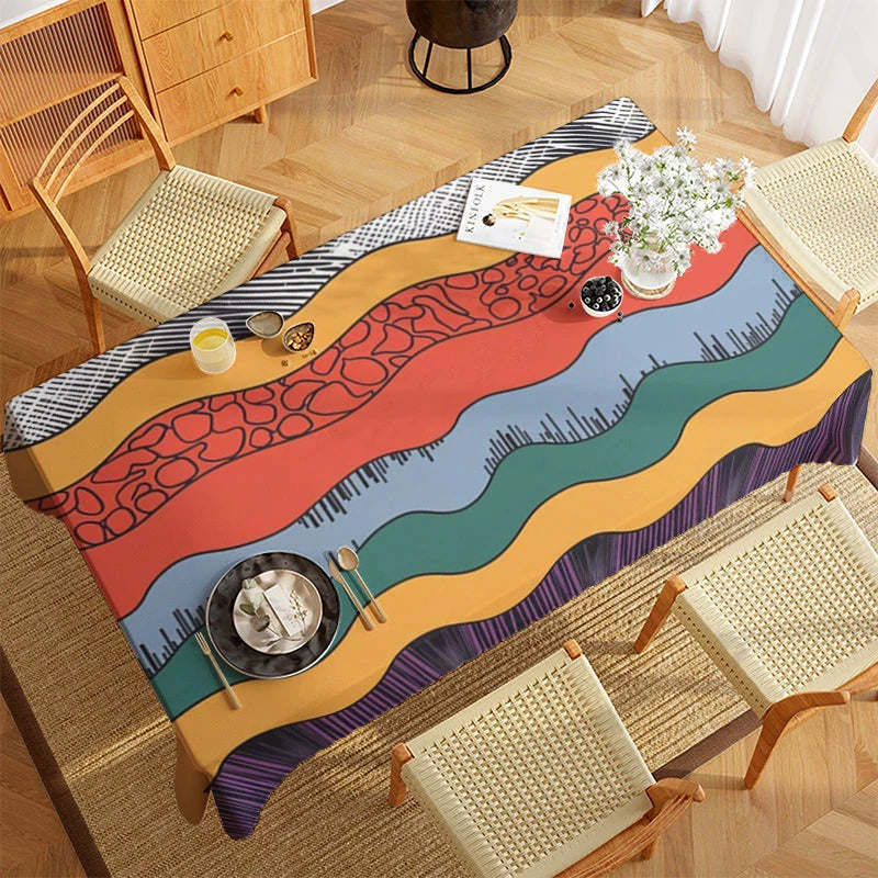 Abstrakte rechteckige Tischdecke aus Polyester wasserabweisend