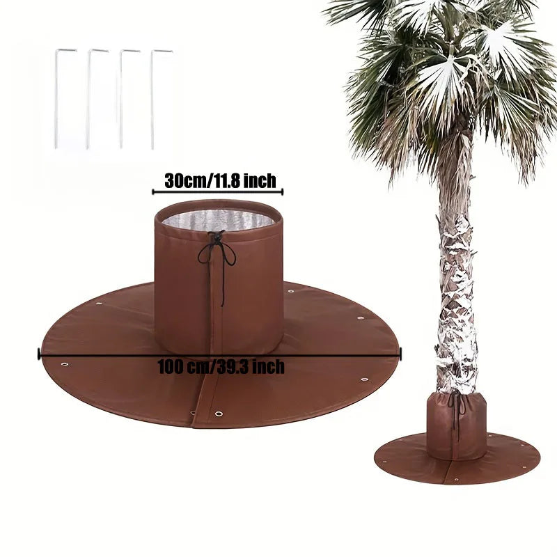 Winterlicher Baumwurzel Schutz aus Vliesstoff mit Bodennägeln