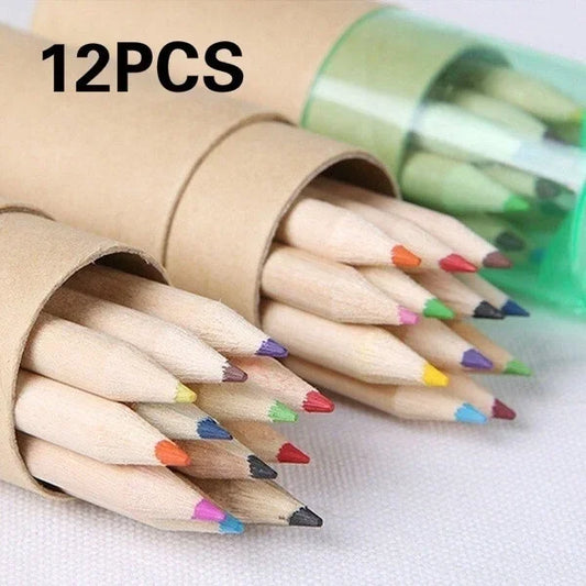 12-teiliges Holz Buntstifte Set mit Spitzer für Kinder und Schüler