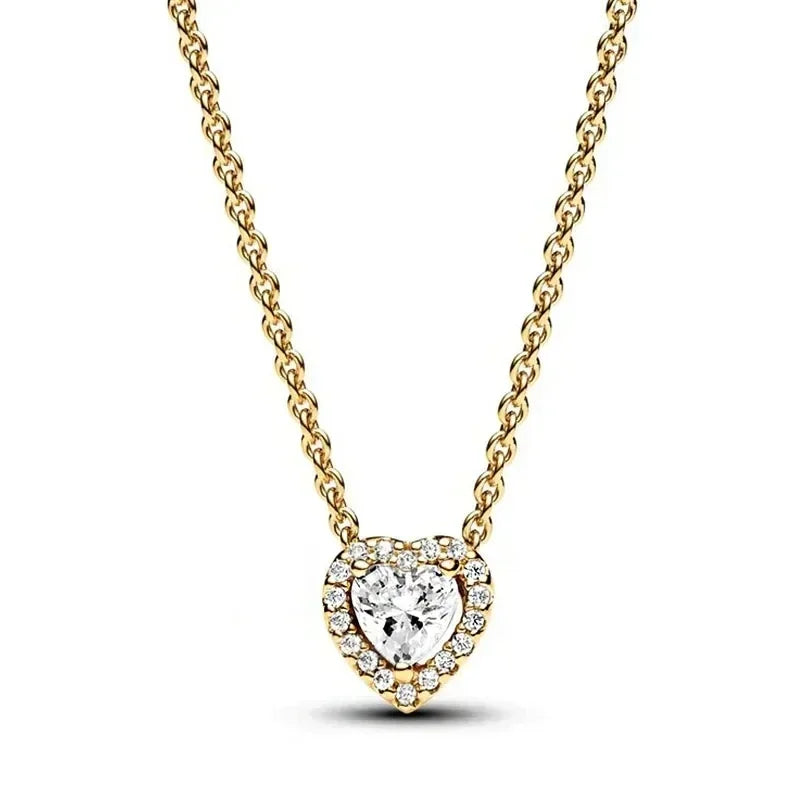 Funkelndes Schmuckset 925er Sterlingsilber Herz Ring Halskette Ohrringe