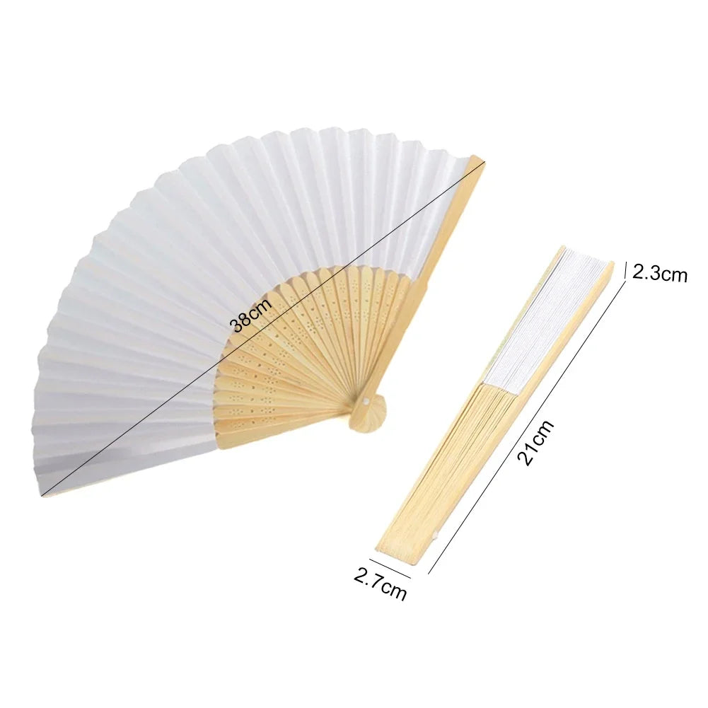 Kreativer weißer Bambus-Papier-Faltfächer – DIY, Hochzeit - Geschenkideen, 1-50 Stück