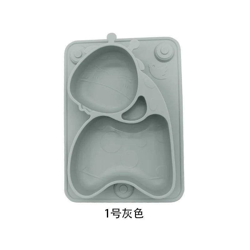 Geteilter Silikonteller für Kinder mit niedlichem Giraffen Motiv BPA frei