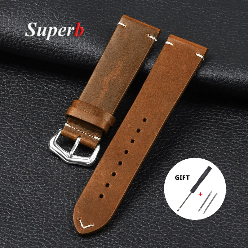 Vintage Ölwachs Lederarmband 18-24mm für Uhr und Smartwatch – Herren Damen