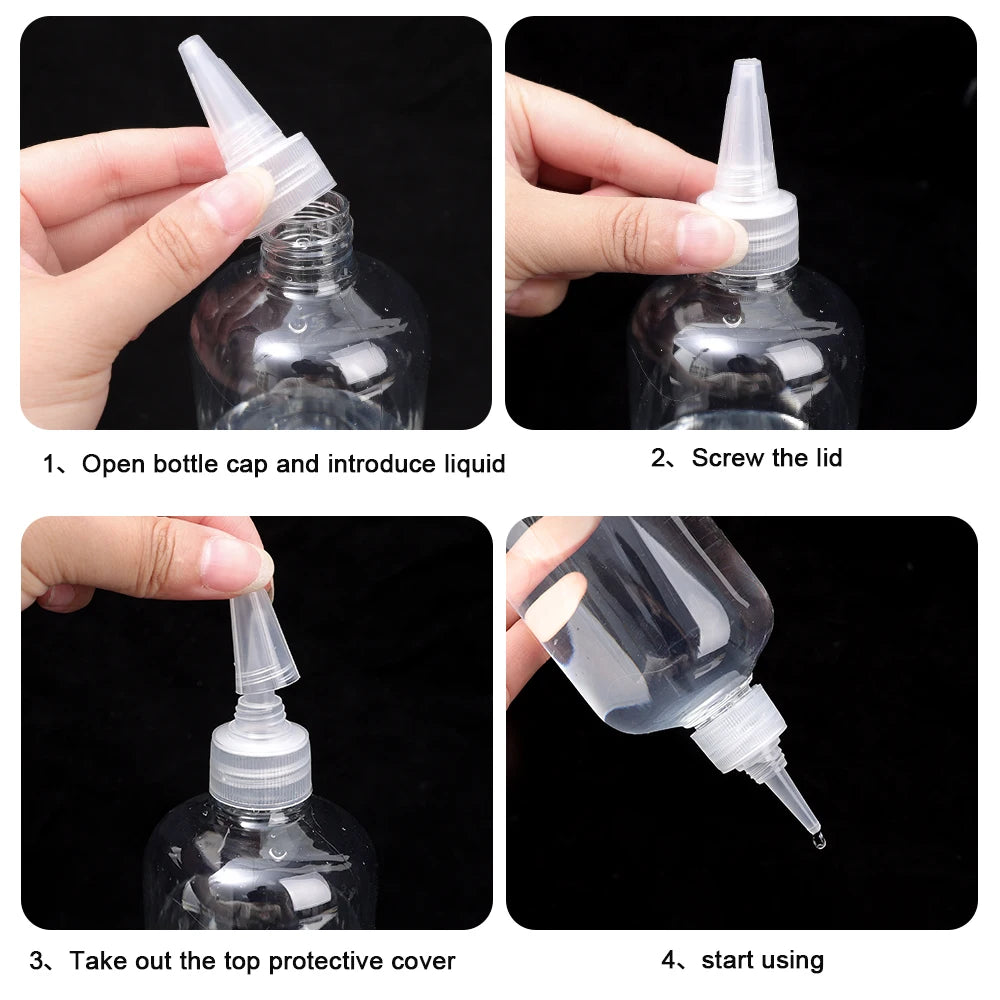 Transparente Quetschflasche 500/1000 ml mit scharfem Mund für präzise Dosierung