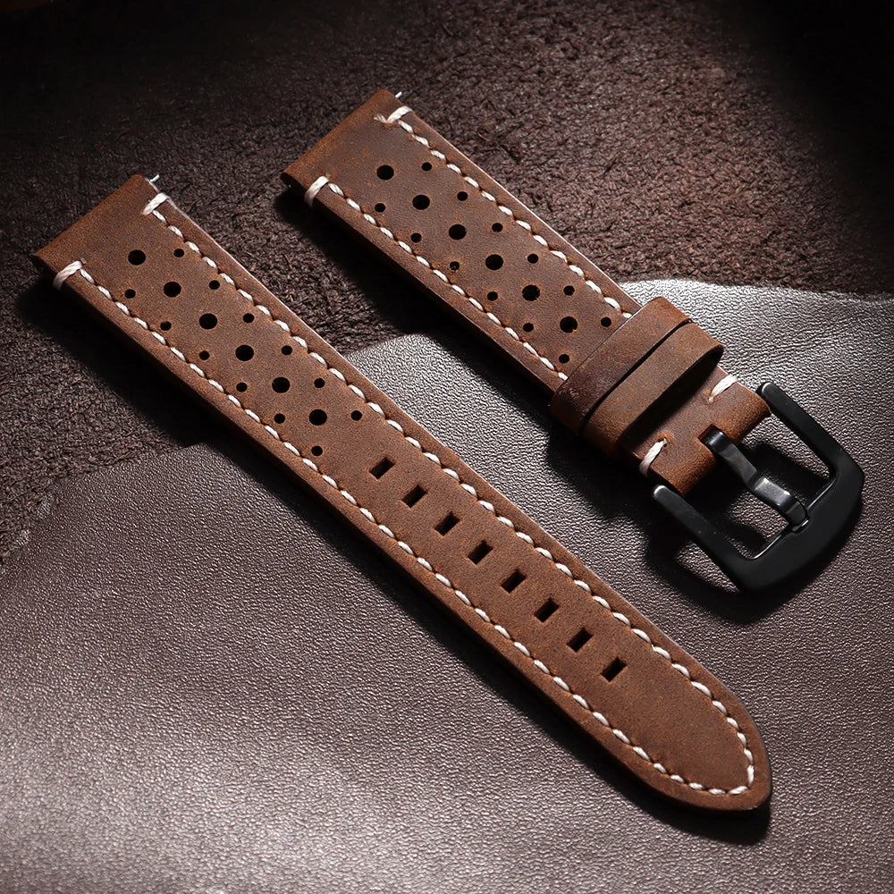 Vintage handgefertigtes Uhrenarmband aus Leder in 18 bis 24 Milli