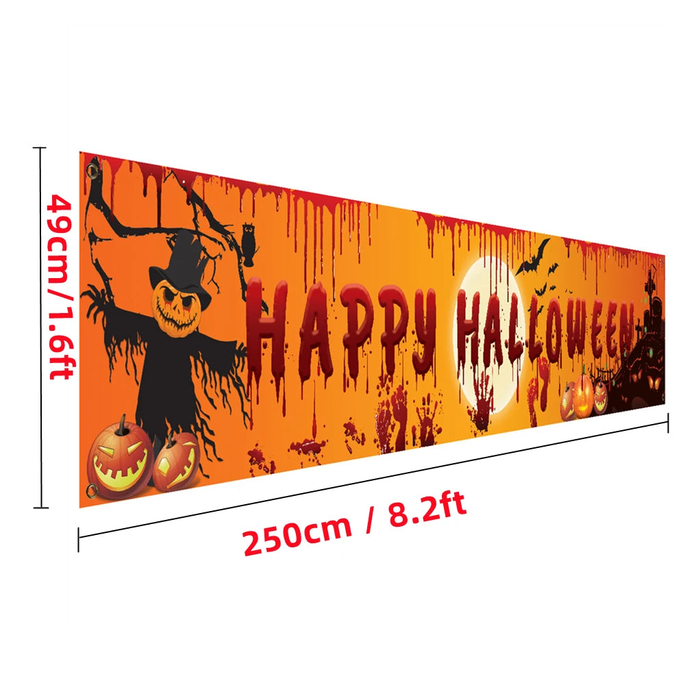 250cm Halloween Banner mit Kürbis und blutigen Handabdrücken für Indoor Outdoor