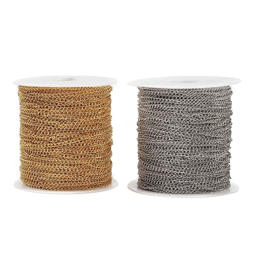 2 Meter Edelstahl Verlängerungskette in Gold, Silber, Stahl-Yabubest - Home & More