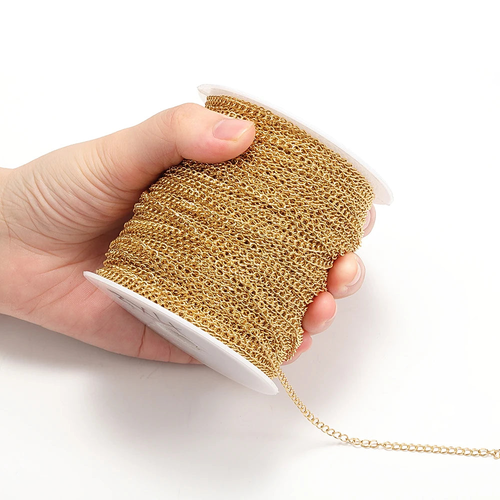 2 Meter Edelstahl Verlängerungskette in Gold, Silber, Stahl-Yabubest - Home & More