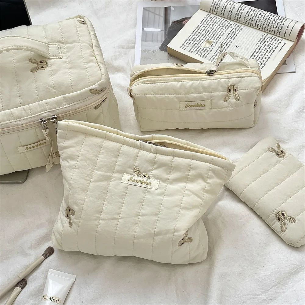 Praktische Kosmetiktasche aus weichem Baumwollstoff für Damen