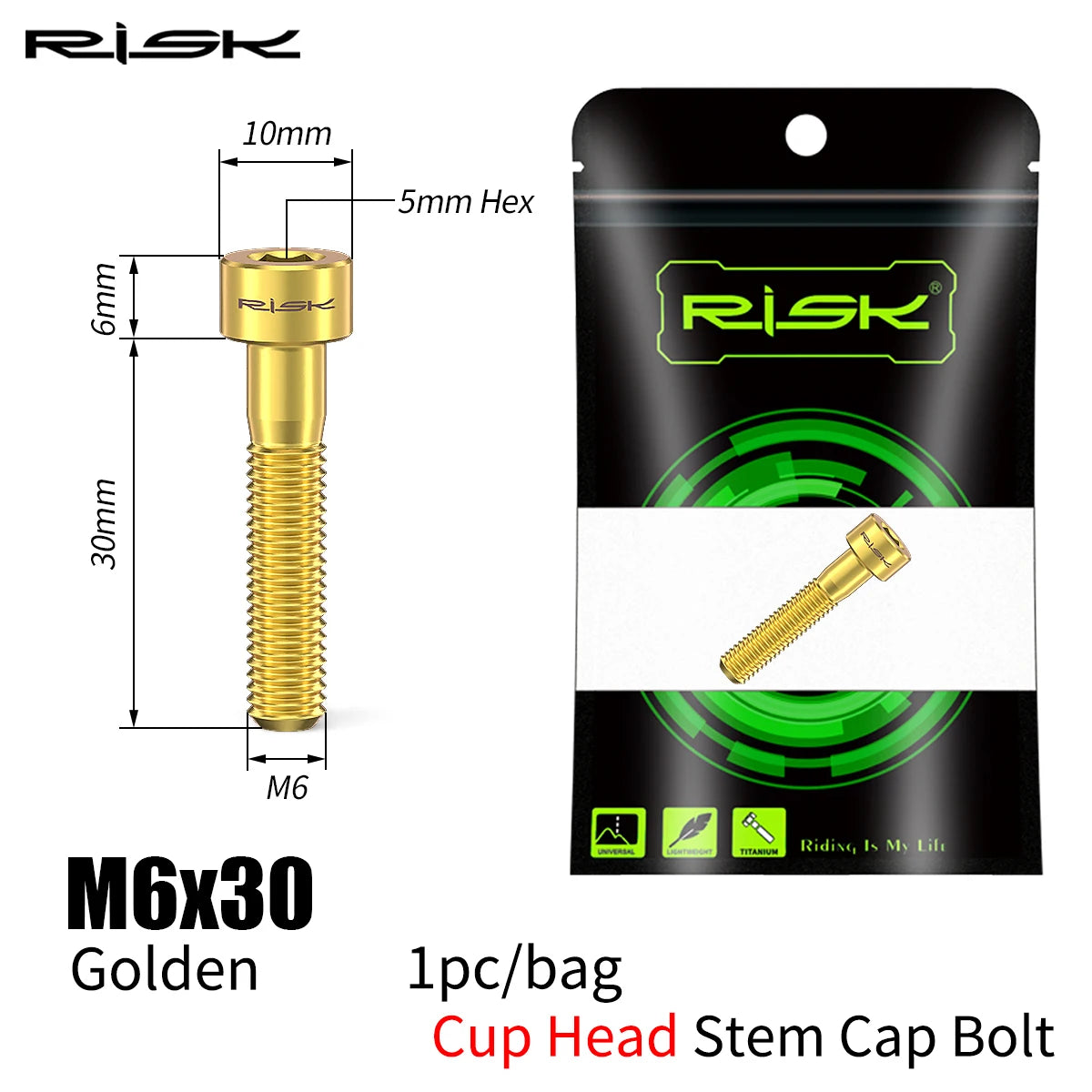 Fahrrad Titan Bolzen Schrauben M6x30-50 für Headset Vorbau Bremssattel