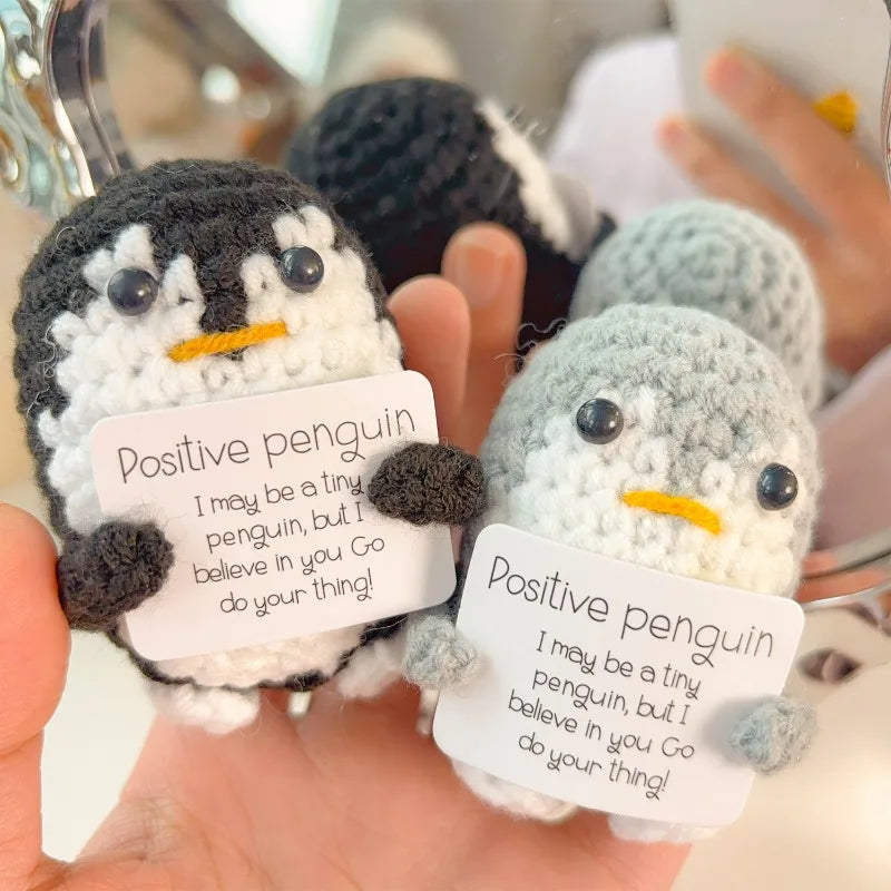 Handgemachte Mini Pinguin Plüschpuppe mit Karte Lustiges Geschenk