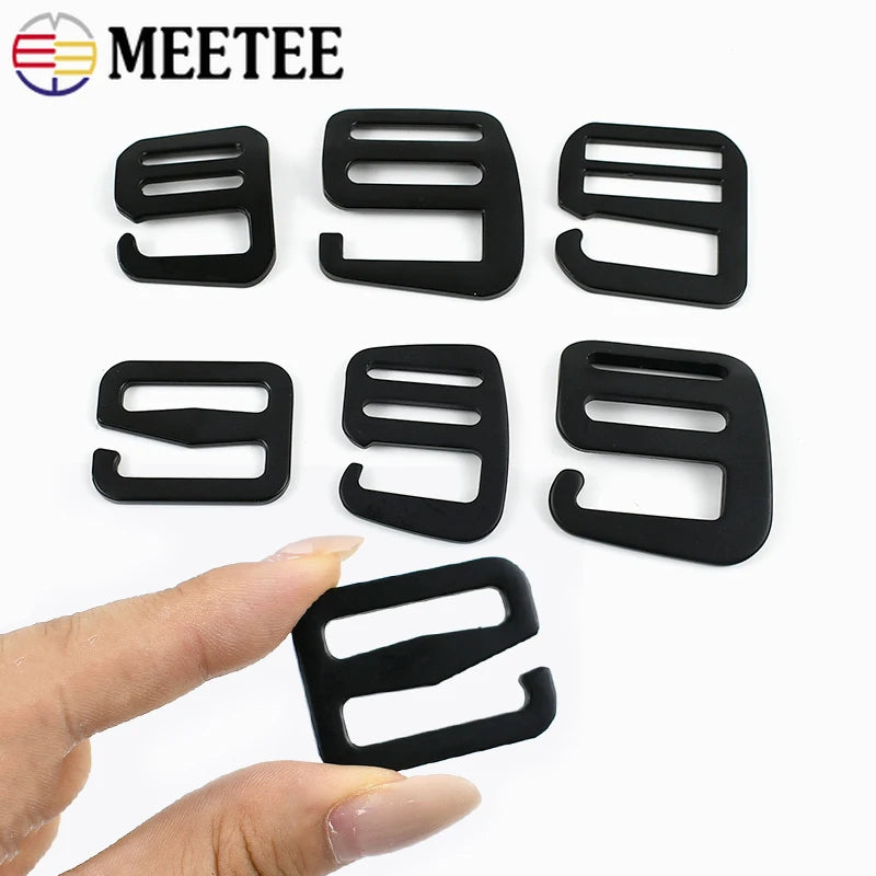5 oder 10 schwarze Metall G-Hakenschnallen Tri-Glide Riemenversteller