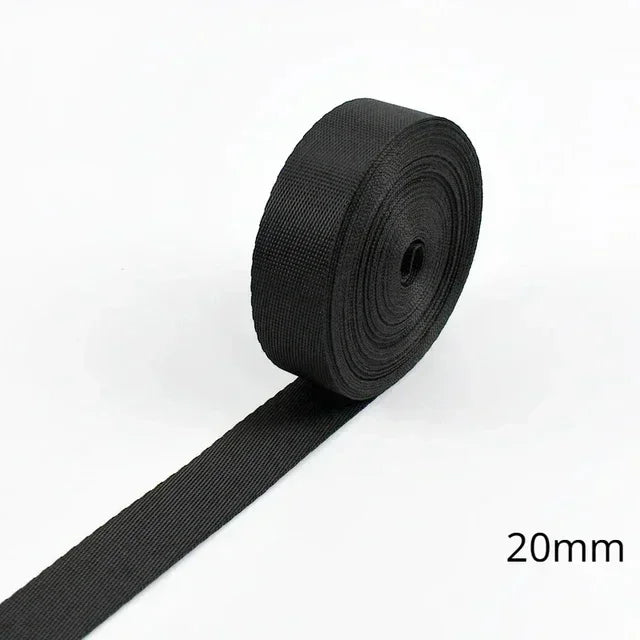 5M Schwarz Nylon Gurtband 10-100mm Rucksack Tasche Nähen DIY Projekte