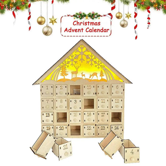 Wiederverwendbarer Weihnachts-Adventskalender aus Holz mit 24 Tagen