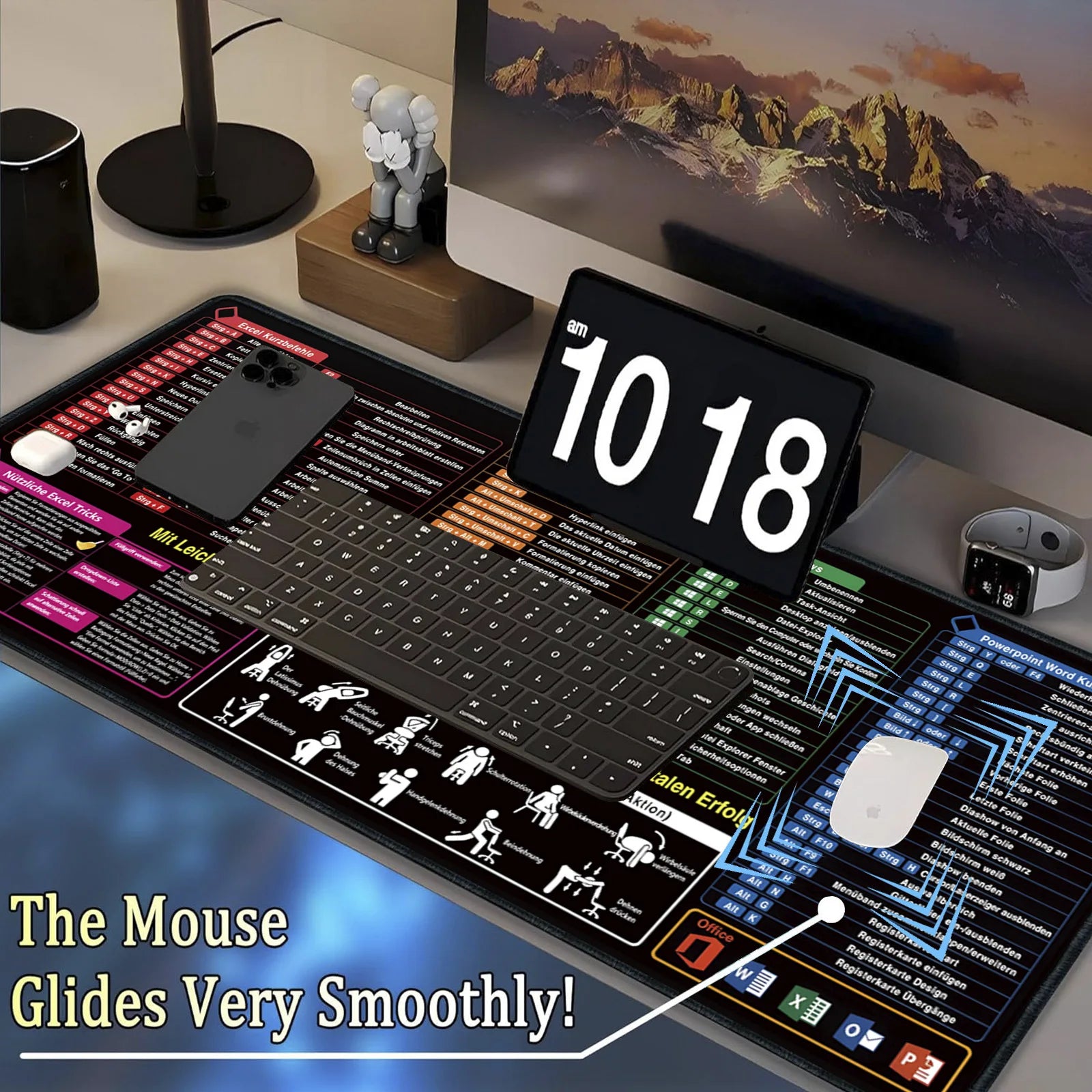 Praktisches deutsches Mauspad mit Spickzettel für Office und Studium