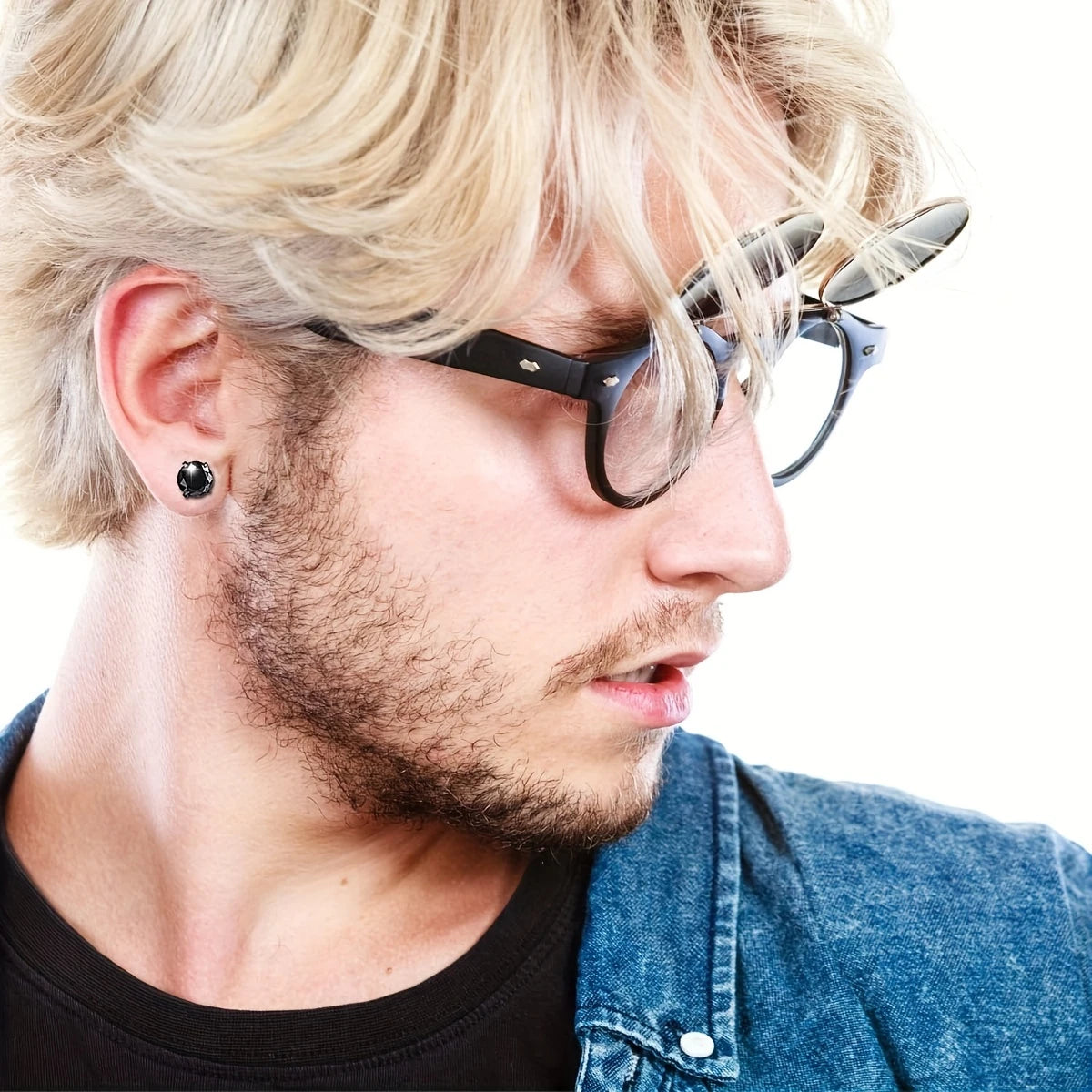 2er Set Edelstahl Ohrstecker mit kubischen Zirkonia Muster