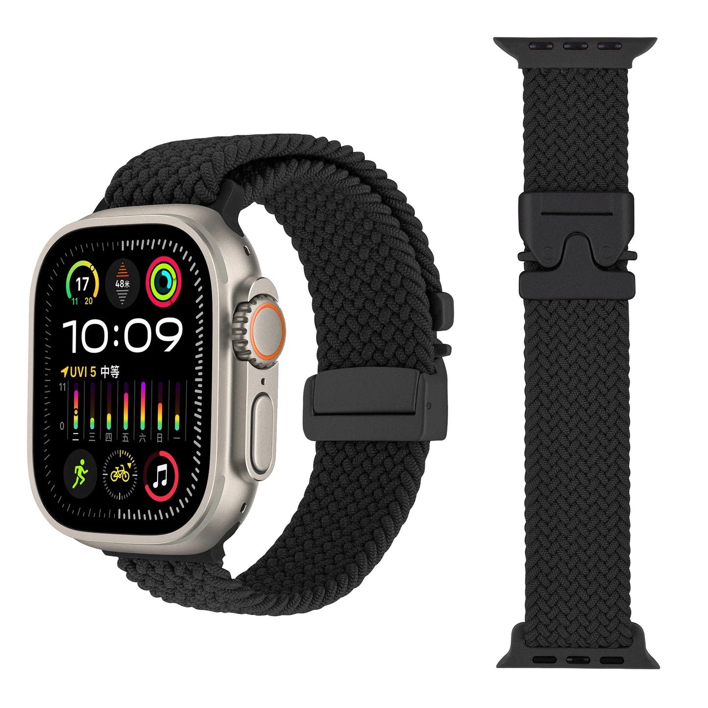 Geflochtenes Fallschirm-Nylonarmband mit Metallverschluss für Smartwatches