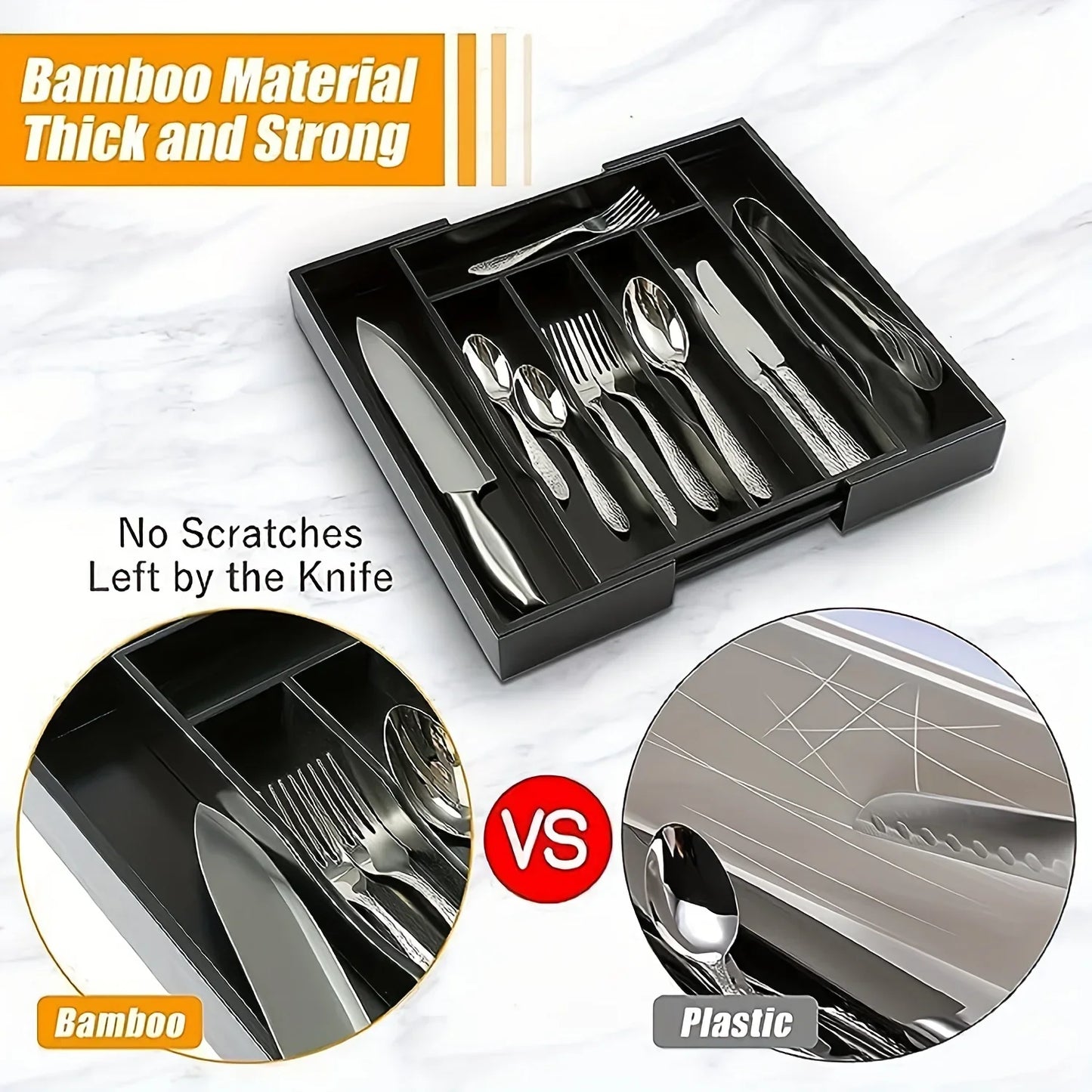 Verstellbarer Kunststoff Besteck Organizer mit Trennwänden