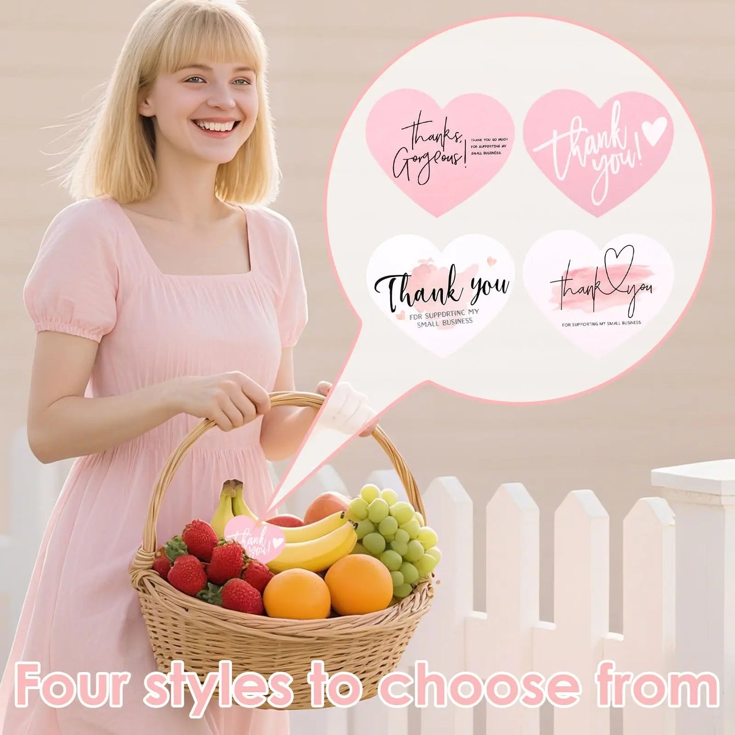 Dankeskarten für Kleinunternehmen mit rosa Herz Design