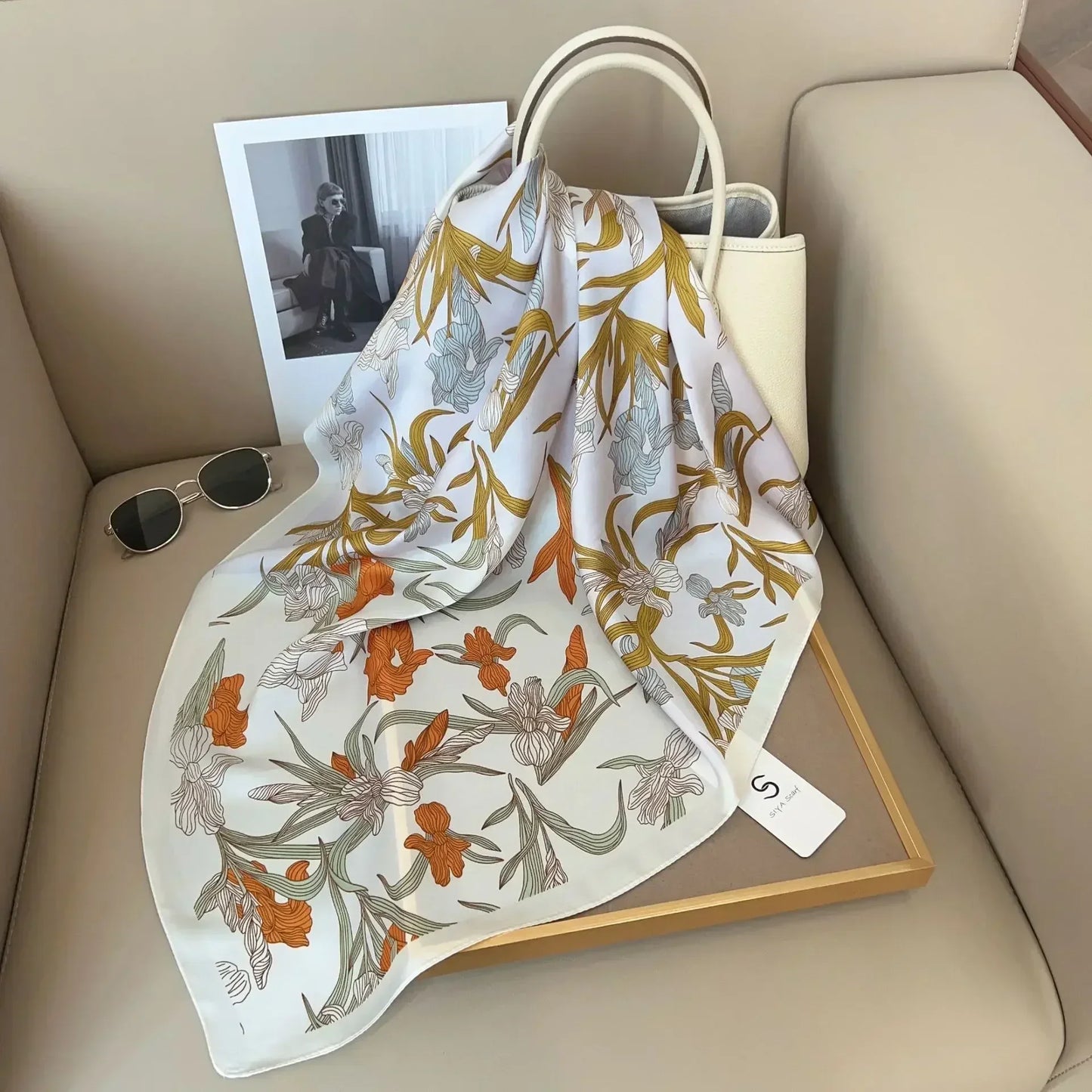 Luxus Seide Quadrat Schal Frauen Weich Satin Haarband Halstuch Büro Hijab