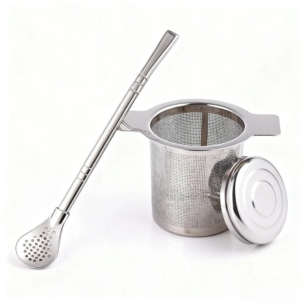 Edelstahl Teefilter Ei mit Löffel für losen Tee Kaffee Kräuter