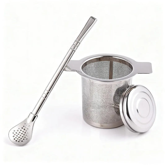 Edelstahl Teefilter Ei mit Löffel für losen Tee Kaffee Kräuter