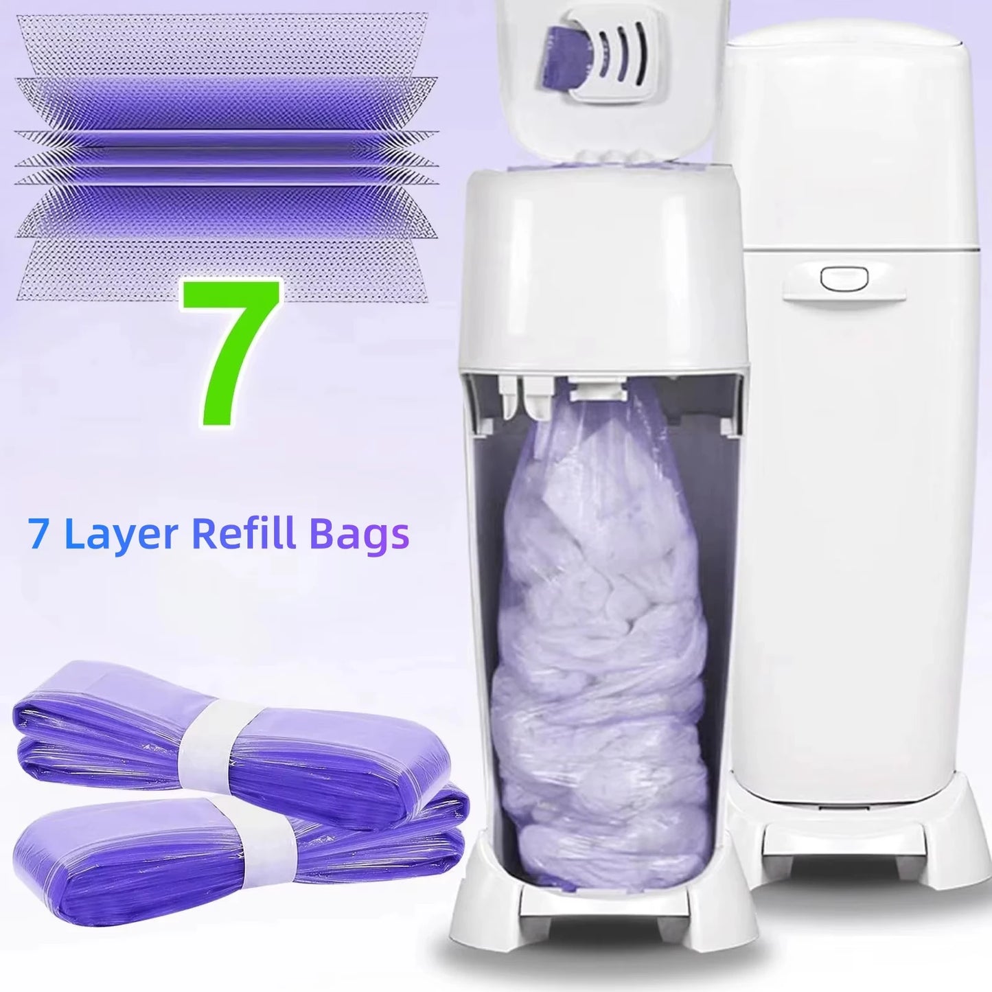 Lila Windeleimer Müllbeutel als praktische Nachfüllbeutel