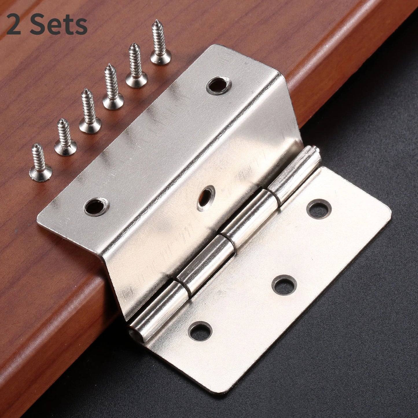 2er Set Silberne Möbel-Scharniere für Vintage-Kisten und Schränke