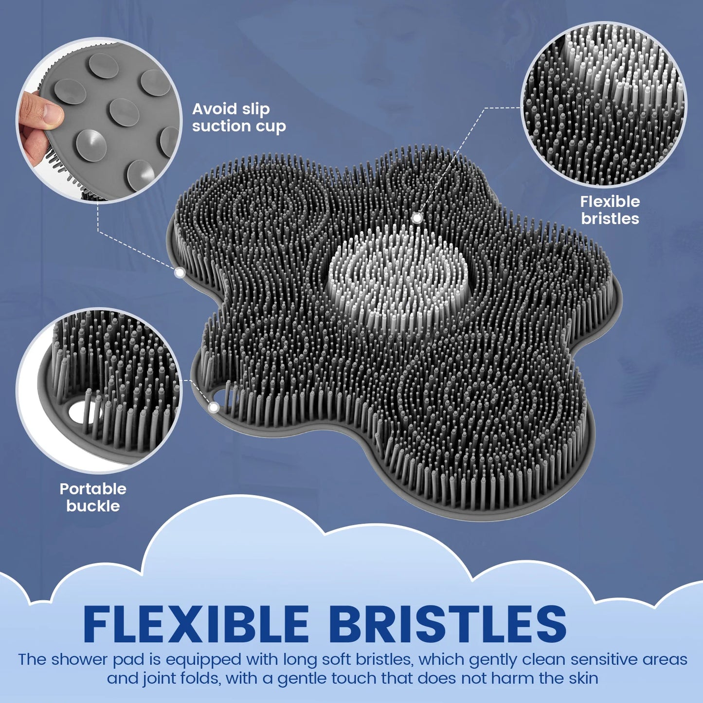 Rutschfeste Silikon-Körperdusche mit Wandmontage für sanfte Reinigung