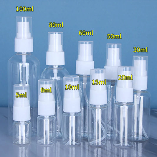 5x Nachfüllbare Sprühflaschen Mini Kunststoff Transparent für Parfüm Reisen
