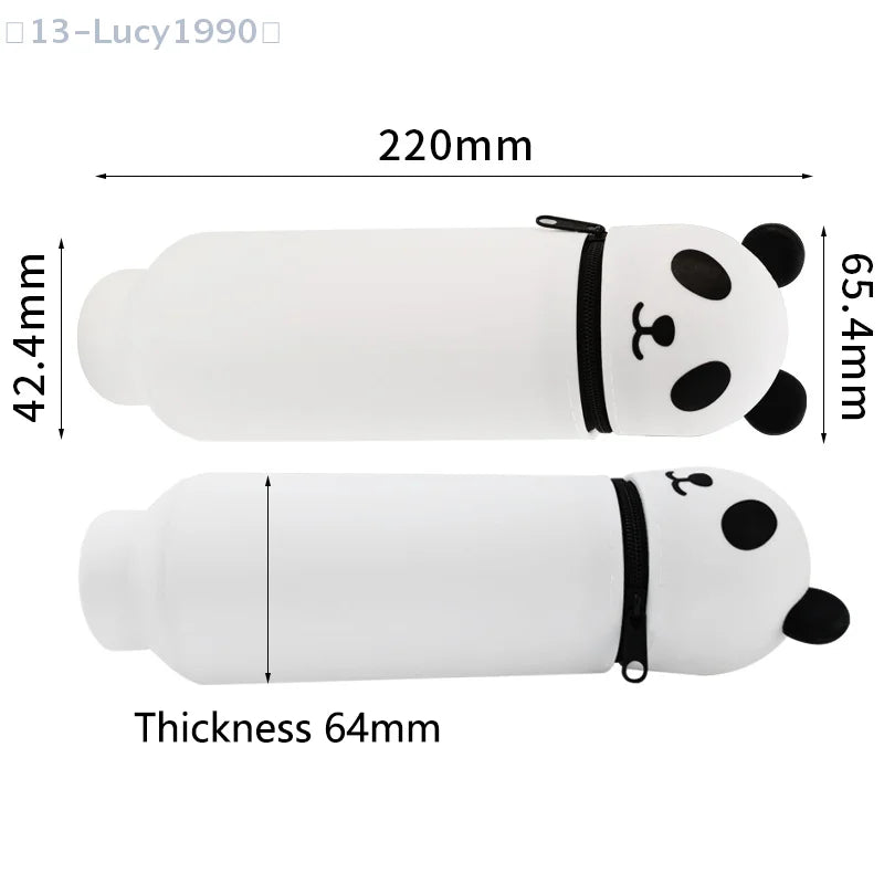 Kreatives Cartoon Panda Silikon Federmäppchen, faltbar mit Reißverschluss