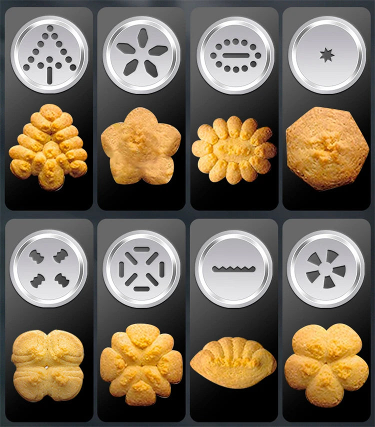 Kekspresse Set - Edelstahl Keksform mit 20 Scheiben und 4 Düsen für individuelle Plätzchen