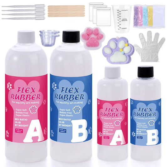 Flüssiges Silikongel Set für Squishy Basteln in 4 Größen mit 1 zu 1 Mischung