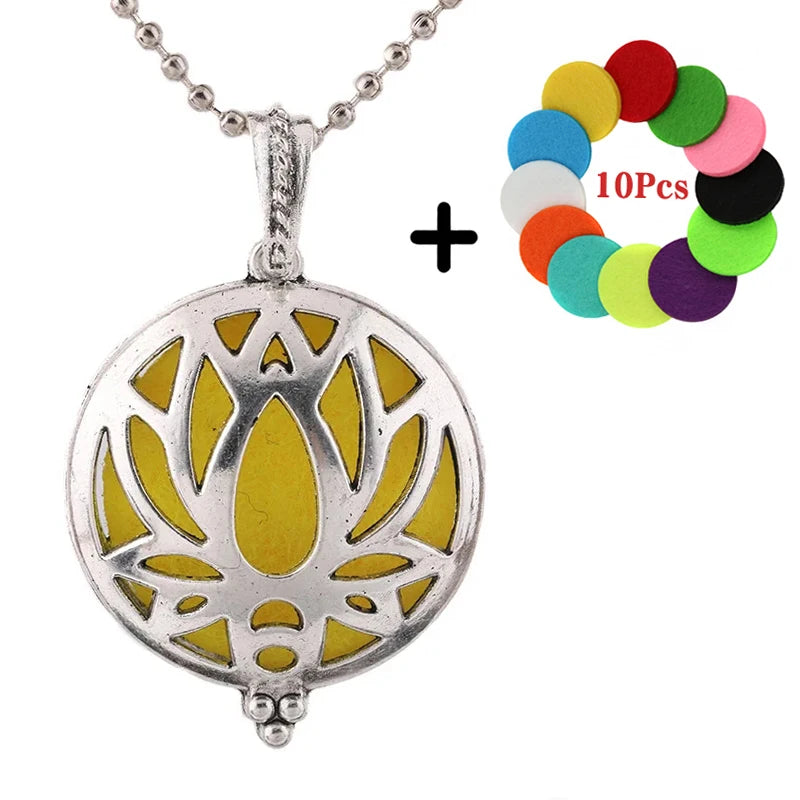 Aromatherapie Halskette Lotus Diffusor Anhänger aus Zinklegierung