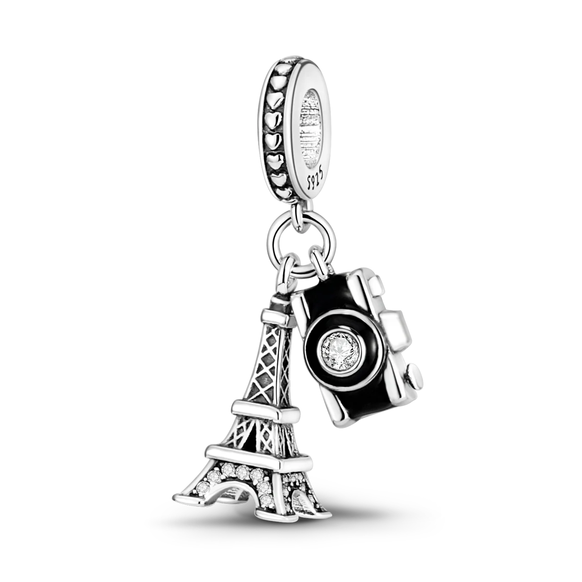 925 Sterling Silber Charm mit rosa Schmetterling - leuchtenden Glühwürmchen