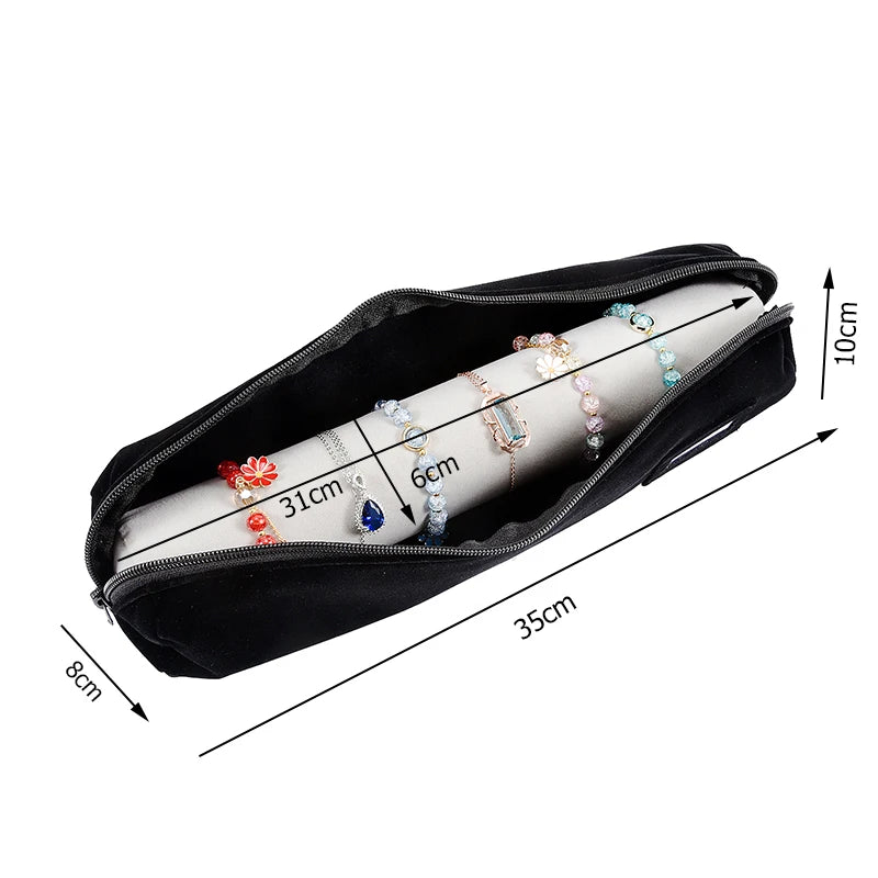 Eleganter Reise Schmuck Organizer aus Samt – Aufrollbar & Faltbar