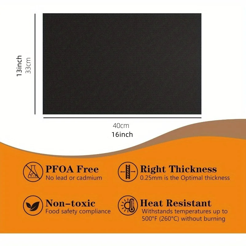 2 Ofenmatten aus Kunststoff, BPA-frei, robuste Antihaft-Grill-Einlagen 40x33cm