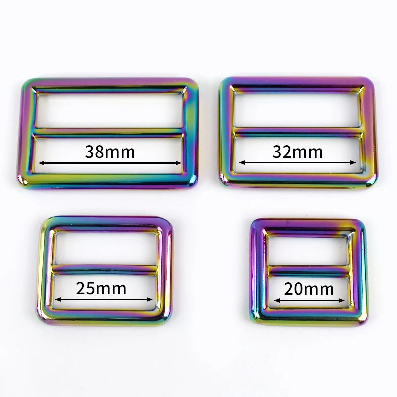 10er Set verstellbare Regenbogen Metallschnallen für Taschen und Gürtel