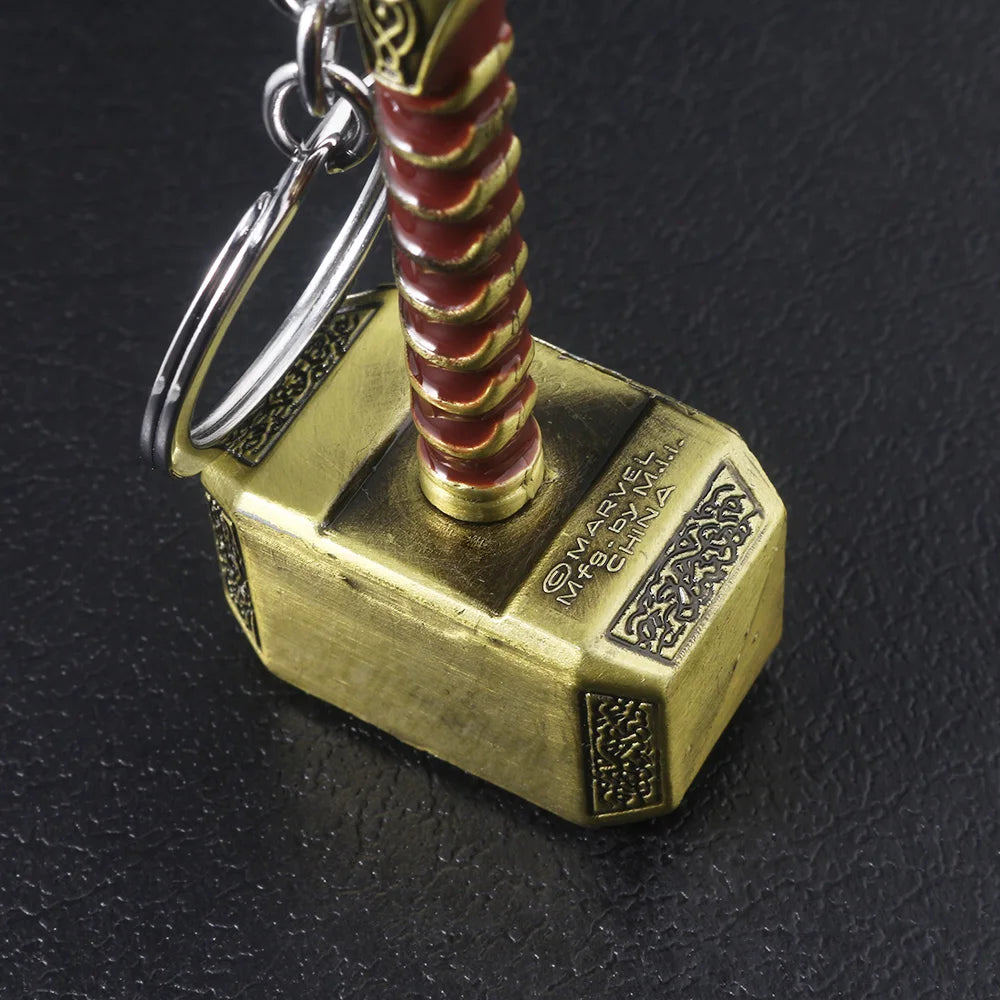 Robuster Thor Hammer Schlüsselanhänger aus silberner Zink-Legierung – stylisches Fan-Accessoire